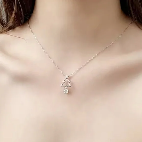 .5 ct GRA certified Moissanite white gold on 925 Christmas Tree necklace - Picture 3 of 5